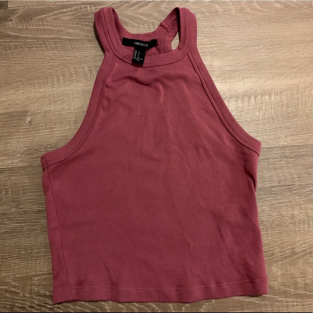 High neck pink crop top tank